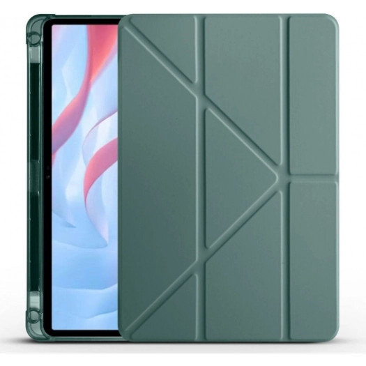 Huawei Honor Pad X9 11.5 Tablet Kılıfı Standlı Tri Folding Kalemlikli Silikon Smart Cover - Koyu Yeşil
