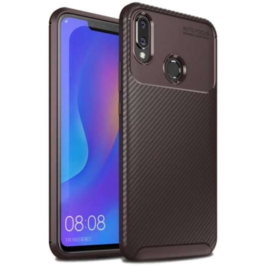 Huawei Honor Play Kılıf Silikon Parmak İzi Bırakmayan Karbon Soft Negro Kapak - Kahve