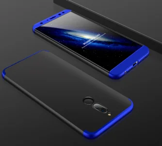 Huawei Mate 10 Lite Kılıf 3 Parçalı 360 Tam Korumalı Rubber AYS Kapak  - Mavi - Siyah