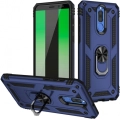 Huawei Mate 10 Lite Kılıf Silikon Zırhlı Standlı Yüzüklü Mıknatıslı Tank Kapak - Lacivert