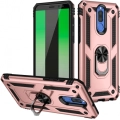 Huawei Mate 10 Lite Kılıf Silikon Zırhlı Standlı Yüzüklü Mıknatıslı Tank Kapak - Rose Gold