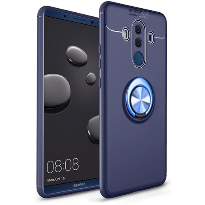 Huawei Mate 10 Pro Kılıf Renkli Silikon Yüzüklü Standlı Auto Focus Ravel Kapak - Mavi