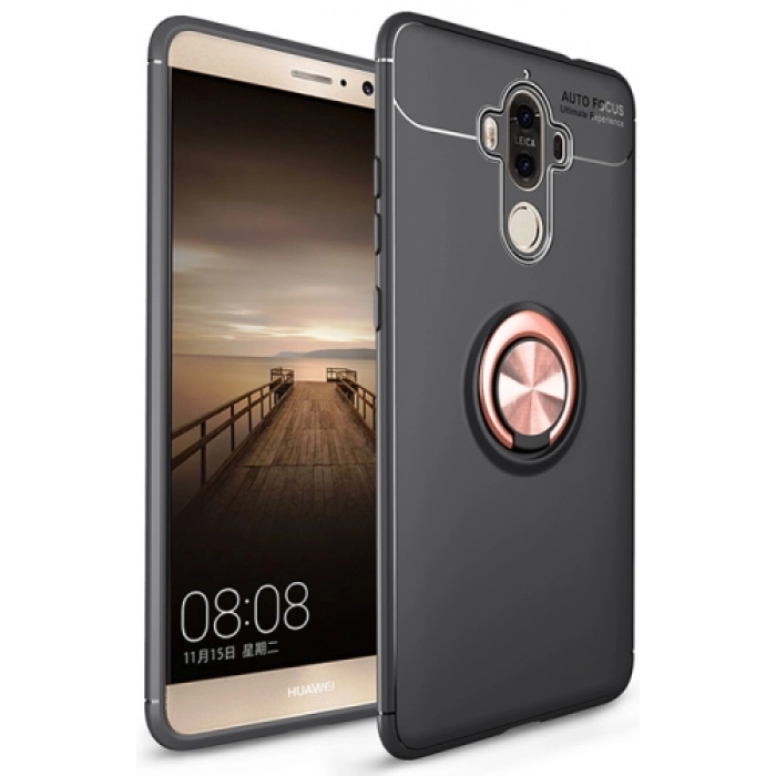 Huawei Mate 10 Pro Kılıf Renkli Silikon Yüzüklü Standlı Auto Focus Ravel Kapak - Rose Gold