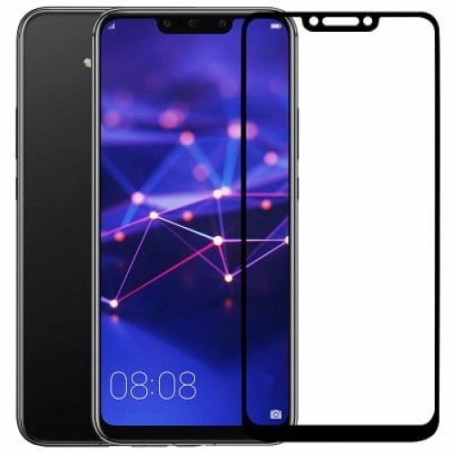 Huawei Mate 20 Lite Kırılmaz Cam Tam Kapatan Kenarları Kırılmaya Dayanıklı Cam Ekran Koruyucu - Siyah