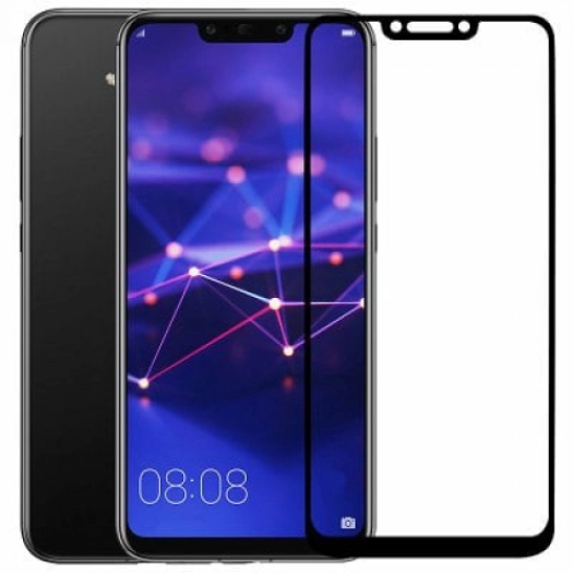 Huawei Mate 20 Lite Kırılmaz Cam Tam Kapatan Kenarları Kırılmaya Dayanıklı Cam Ekran Koruyucu - Siyah