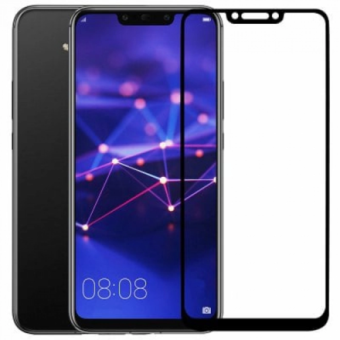 Huawei Mate 20 Lite Kırılmaz Cam Tam Kapatan Kenarları Kırılmaya Dayanıklı Cam Ekran Koruyucu - Siyah
