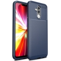 Huawei Mate 20 Lite Kılıf Silikon Parmak İzi Bırakmayan Karbon Soft Negro Kapak - Lacivert