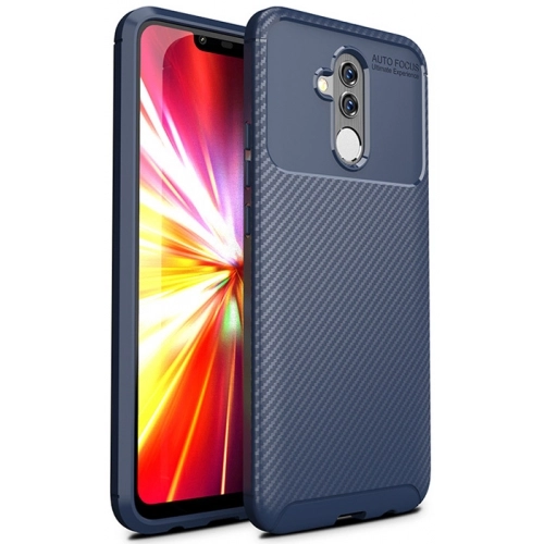 Huawei Mate 20 Lite Kılıf Silikon Parmak İzi Bırakmayan Karbon Soft Negro Kapak - Lacivert