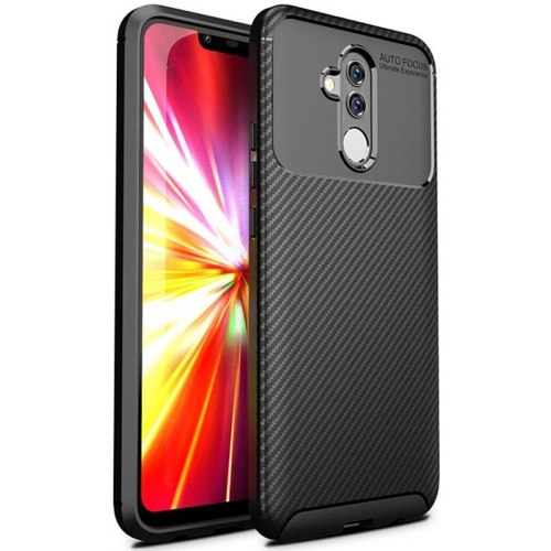 Huawei Mate 20 Lite Kılıf Silikon Parmak İzi Bırakmayan Karbon Soft Negro Kapak - Siyah