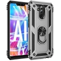 Huawei Mate 20 Lite Kılıf Silikon Zırhlı Standlı Yüzüklü Mıknatıslı Tank Kapak - Gri
