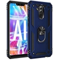 Huawei Mate 20 Lite Kılıf Silikon Zırhlı Standlı Yüzüklü Mıknatıslı Tank Kapak - Lacivert