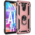 Huawei Mate 20 Lite Kılıf Silikon Zırhlı Standlı Yüzüklü Mıknatıslı Tank Kapak - Rose Gold