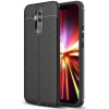 Huawei Mate 20 Lite Kılıf Deri Görünümlü Lüks Parmak İzi Bırakmaz Niss Silikon Kapak - Siyah