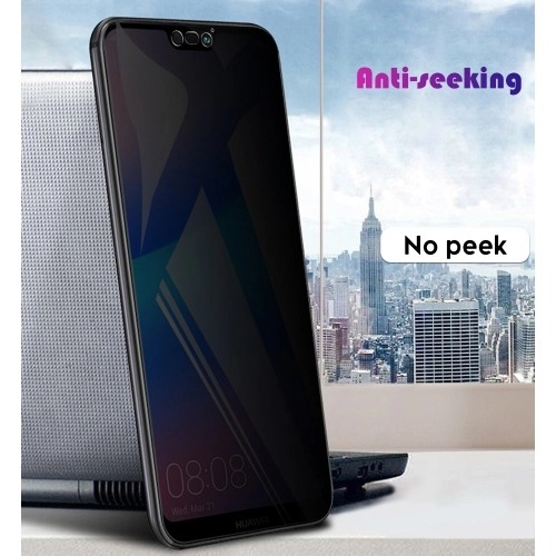 Huawei Mate 20 Lite Kırılmaz Cam 5D Ekran Koruyucu Karartmalı Hayalet Cam Privacy Tam Kapatan - Siyah