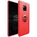 Huawei Mate 20 Pro Kılıf Renkli Silikon Yüzüklü Standlı Auto Focus Ravel Kapak - Kırmızı