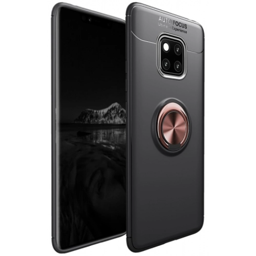Huawei Mate 20 Pro Kılıf Renkli Silikon Yüzüklü Standlı Auto Focus Ravel Kapak - Rose Gold