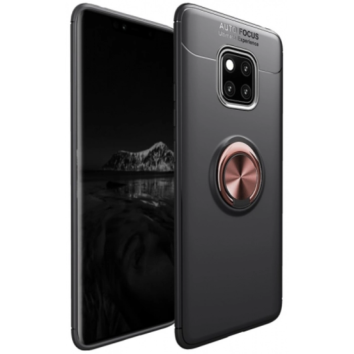 Huawei Mate 20 Pro Kılıf Renkli Silikon Yüzüklü Standlı Auto Focus Ravel Kapak - Rose Gold