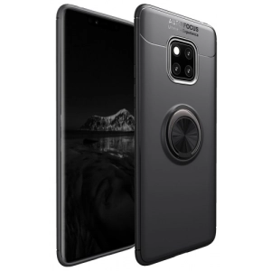 Huawei Mate 20 Pro Kılıf Renkli Silikon Yüzüklü Standlı Auto Focus Ravel Kapak - Siyah