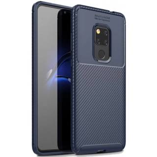 Huawei Mate 20 Pro Kılıf Silikon Parmak İzi Bırakmayan Karbon Soft Negro Kapak - Lacivert