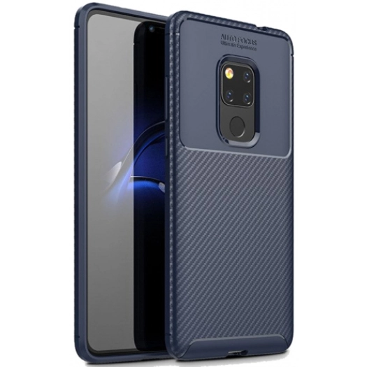 Huawei Mate 20 Pro Kılıf Silikon Parmak İzi Bırakmayan Karbon Soft Negro Kapak - Lacivert