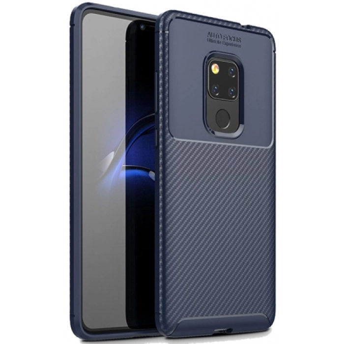 Huawei Mate 20 Pro Kılıf Silikon Parmak İzi Bırakmayan Karbon Soft Negro Kapak - Lacivert