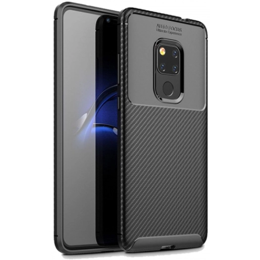 Huawei Mate 20 Pro Kılıf Silikon Parmak İzi Bırakmayan Karbon Soft Negro Kapak - Siyah