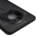 Huawei Mate 40 Pro Kılıf Deri Görünümlü Lüks Parmak İzi Bırakmaz Niss Silikon Kapak - Siyah