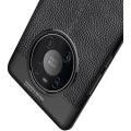 Huawei Mate 40 Pro Kılıf Deri Görünümlü Lüks Parmak İzi Bırakmaz Niss Silikon Kapak - Siyah