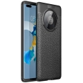 Huawei Mate 40 Pro Kılıf Deri Görünümlü Lüks Parmak İzi Bırakmaz Niss Silikon Kapak - Siyah
