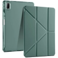 Huawei MatePad 11 2021 Tablet Kılıfı Standlı Tri Folding Kalemlikli Silikon Smart Cover - Koyu Yeşil