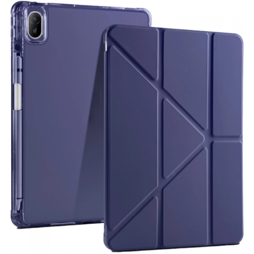 Huawei MatePad 11 2021 Tablet Kılıfı Standlı Tri Folding Kalemlikli Silikon Smart Cover - Lacivert