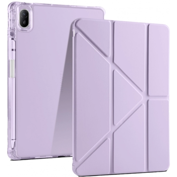 Huawei MatePad 11 2021 Tablet Kılıfı Standlı Tri Folding Kalemlikli Silikon Smart Cover - Lila