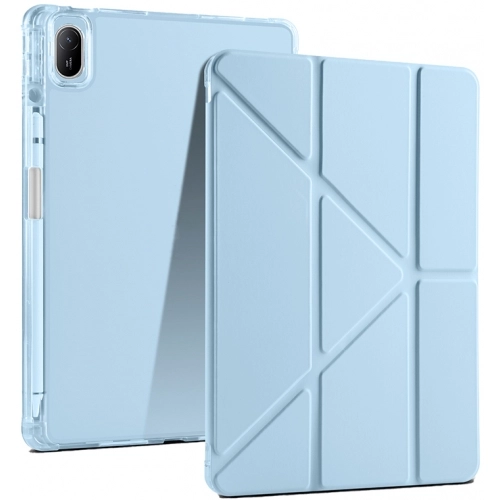 Huawei MatePad 11 2021 Tablet Kılıfı Standlı Tri Folding Kalemlikli Silikon Smart Cover - Mavi