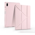 Huawei MatePad 11 2021 Tablet Kılıfı Standlı Tri Folding Kalemlikli Silikon Smart Cover - Rose Gold