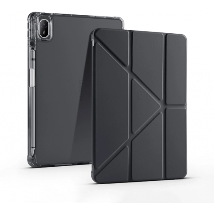 Huawei MatePad 11 2021 Tablet Kılıfı Standlı Tri Folding Kalemlikli Silikon Smart Cover - Siyah