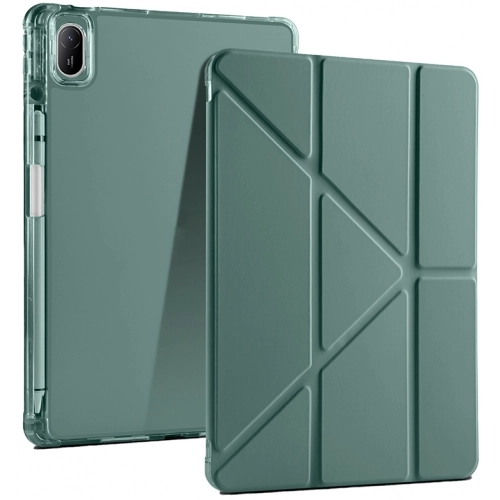 Huawei MatePad 11 2023 Tablet Kılıfı Standlı Tri Folding Kalemlikli Silikon Smart Cover - Koyu Yeşil