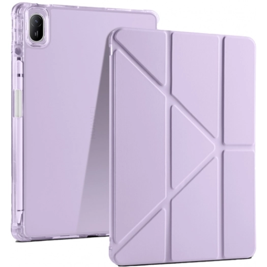 Huawei MatePad 11 2023 Tablet Kılıfı Standlı Tri Folding Kalemlikli Silikon Smart Cover - Lila