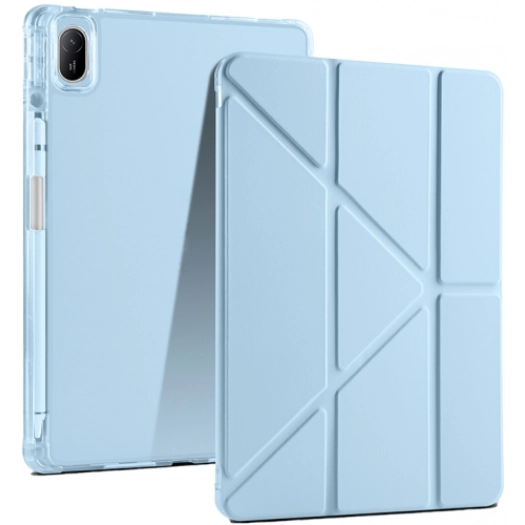 Huawei MatePad 11 2023 Tablet Kılıfı Standlı Tri Folding Kalemlikli Silikon Smart Cover - Mavi