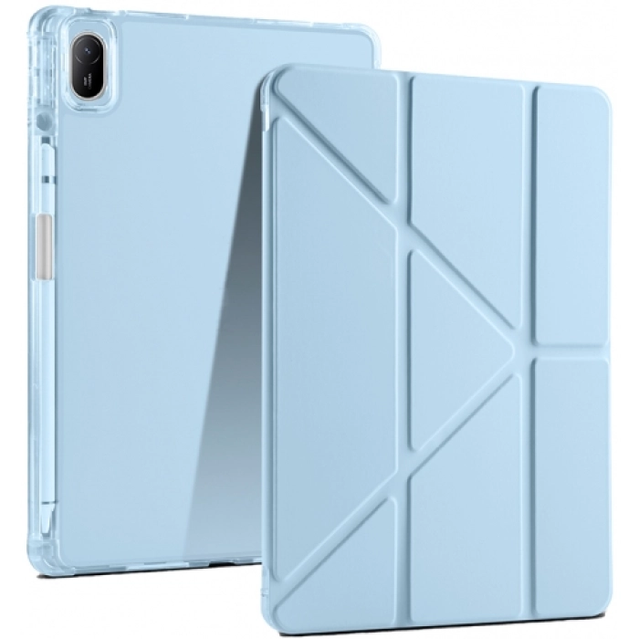 Huawei MatePad 11 2023 Tablet Kılıfı Standlı Tri Folding Kalemlikli Silikon Smart Cover - Mavi