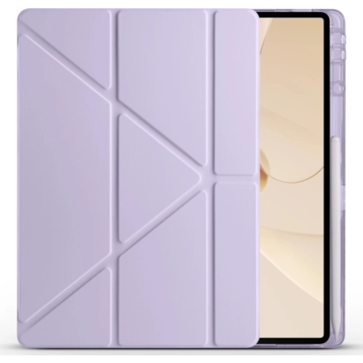 Huawei Matepad 12X Kılıf Standlı Tri Folding Kalemlikli Silikon Smart Cover - Lila