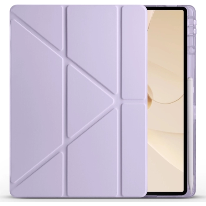 Huawei Matepad 12X Kılıf Standlı Tri Folding Kalemlikli Silikon Smart Cover - Lila