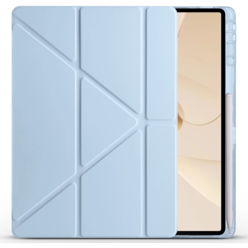 Huawei Matepad 12X Kılıf Standlı Tri Folding Kalemlikli Silikon Smart Cover - Mavi