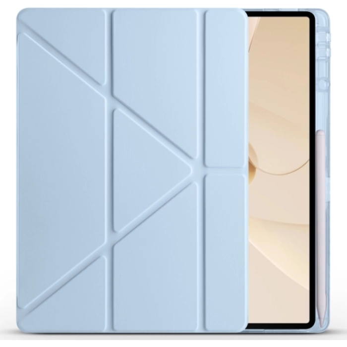 Huawei Matepad 12X Kılıf Standlı Tri Folding Kalemlikli Silikon Smart Cover - Mavi