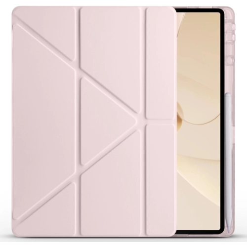 Huawei Matepad 12X Kılıf Standlı Tri Folding Kalemlikli Silikon Smart Cover - Rose Gold