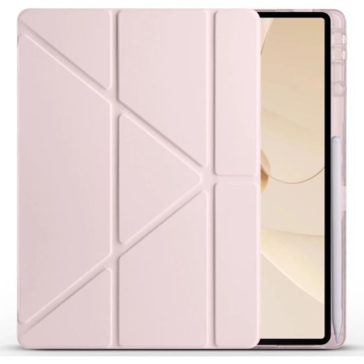Huawei Matepad 12X Kılıf Standlı Tri Folding Kalemlikli Silikon Smart Cover - Rose Gold