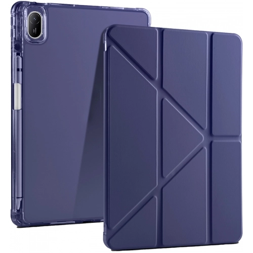 Huawei MatePad SE 11 Tablet Kılıfı Standlı Tri Folding Kalemlikli Silikon Smart Cover - Lacivert