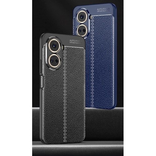 Huawei Nova 10 SE Kılıf Deri Görünümlü Lüks Parmak İzi Bırakmaz Niss Silikon Kapak - Siyah