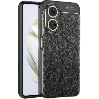 Huawei Nova 10 SE Kılıf Deri Görünümlü Lüks Parmak İzi Bırakmaz Niss Silikon Kapak - Siyah