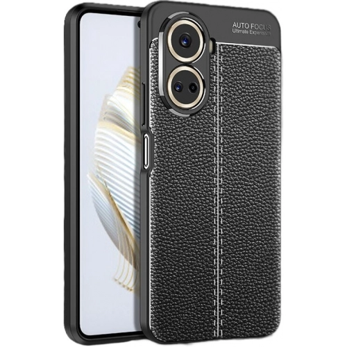 Huawei Nova 10 SE Kılıf Deri Görünümlü Lüks Parmak İzi Bırakmaz Niss Silikon Kapak - Siyah