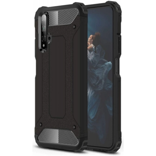 Huawei Nova 5T Kılıf Zırhlı Tank Crash Silikon Kapak - Siyah